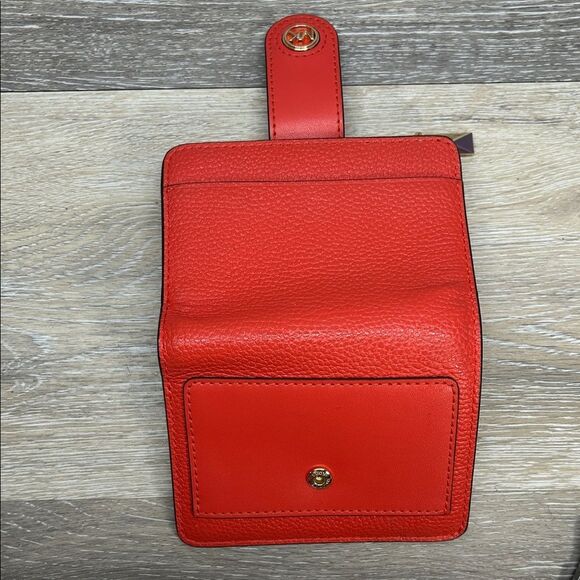 1008-5056 Michael Kors Vibrant Red Leather Wallet - Picture 6 of 12